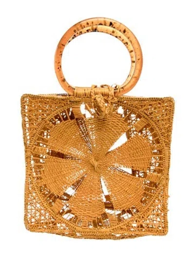 Pre-owned Silvia Tcherassi Raffia Top Handle Bag In Orange
