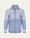 Silvia Tcherassi Raina Striped Button Down Cotton Shirt In Multblus