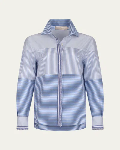 Silvia Tcherassi Raina Striped Button Down Cotton Shirt In Multblus