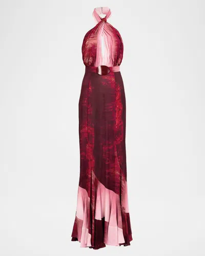 Silvia Tcherassi Raisa Crossover Halter Maxi Mermaid Dress In Red