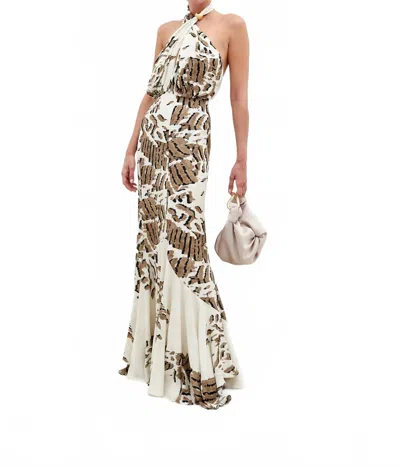 Silvia Tcherassi Raisa Dress In Beige Abstract Anima In White