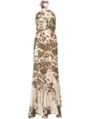 Silvia Tcherassi Raisa Printed Halter Gown In White