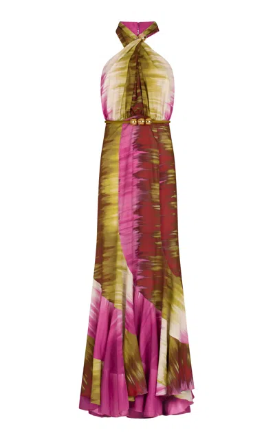 Silvia Tcherassi Raisa Embellished Halter Gown In Multi