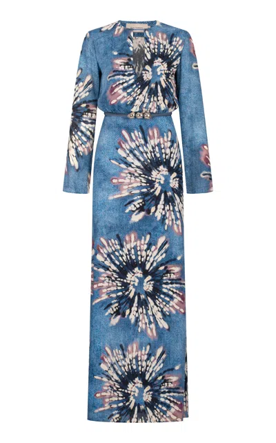 Silvia Tcherassi Ravenna Printed Maxi Dress In Blue