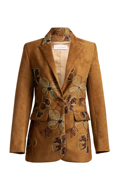 Silvia Tcherassi Rebeca Cotton-blend Tailored Jacket In Brown