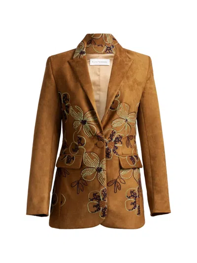 Silvia Tcherassi Rebeca Floral-embroidered Jacket In 브라운