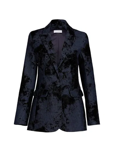 Silvia Tcherassi Rebeca Velvet-effect Jacket In Blue