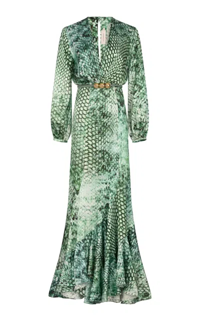 Silvia Tcherassi Remy Printed Silk-blend Maxi Dress In Green