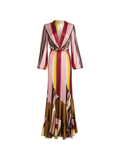 Silvia Tcherassi Remy Striped Maxi Dress In Pink