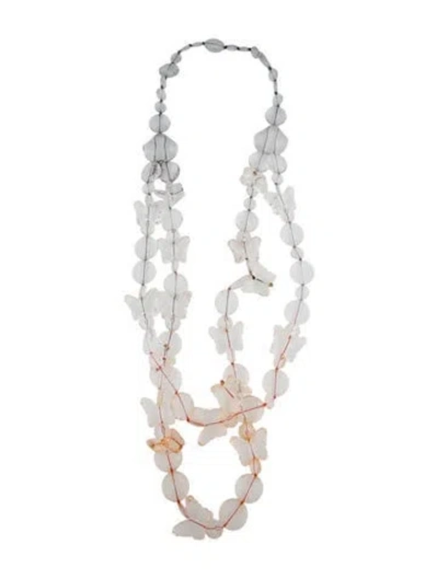 Pre-owned Silvia Tcherassi Resin Long Butterfly Multistrand Necklace, 28" In Clear