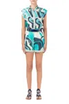 Silvia Tcherassi Rina Abstract Cap-sleeve Linen Blouse In Multi