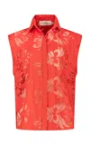 Silvia Tcherassi Rina Embroidered Cotton Shirt In Red