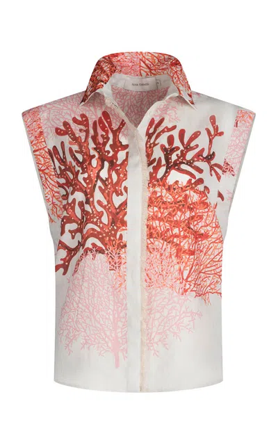 Silvia Tcherassi Rina Organic Linen Blouse In White