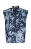 Silvia Tcherassi Rina Tie-dye Linen Button-down Blouse In Blue