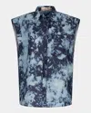 Silvia Tcherassi Rina Tie-dye Linen Button-down Blouse In Indigo