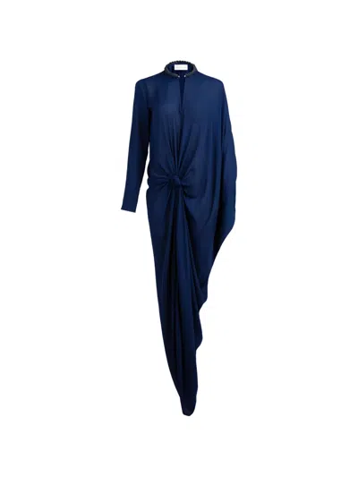 Silvia Tcherassi Rosella Knotted Draped Maxi Dress In Blue