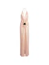Silvia Tcherassi Rowan Gathered Hammered Silk Plunging Halter Maxi Dress In Pink