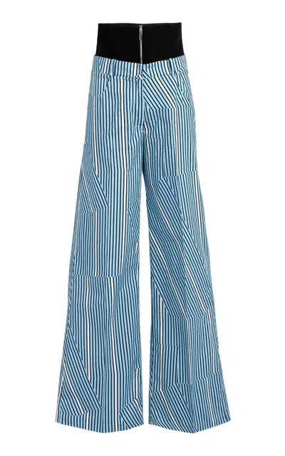 Silvia Tcherassi Ruelle Cotton Straight Leg Pants In Stripe