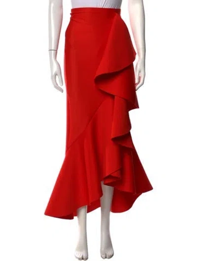 Pre-owned Silvia Tcherassi Ruffle Embellishment Long Skirt In Red
