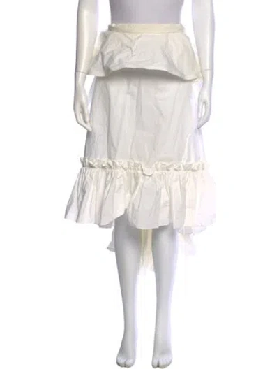 Pre-owned Silvia Tcherassi Ruffle Embellishment Midi Length Skirt In White