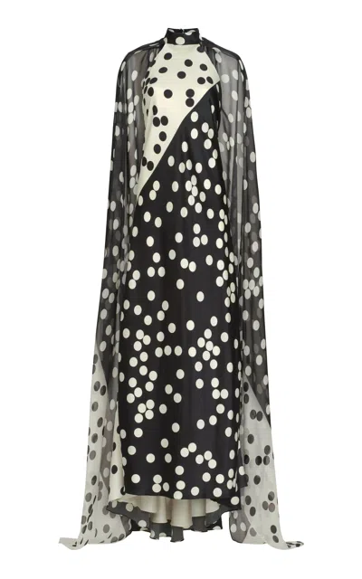 Silvia Tcherassi Sabina Cape-detailed Stretch-silk Maxi Dress In Print