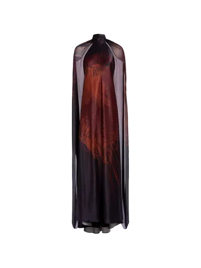 Silvia Tcherassi Sabina Cape-detail Maxi Dress In 블루