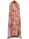 Silvia Tcherassi Sabina Cape-sleeve Silk-blend Maxi Dress In Pink