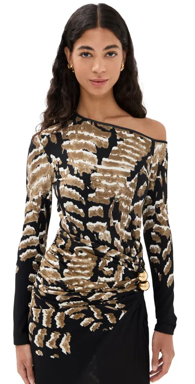 Silvia Tcherassi Sabra Blouse Black Abstract Animal Print