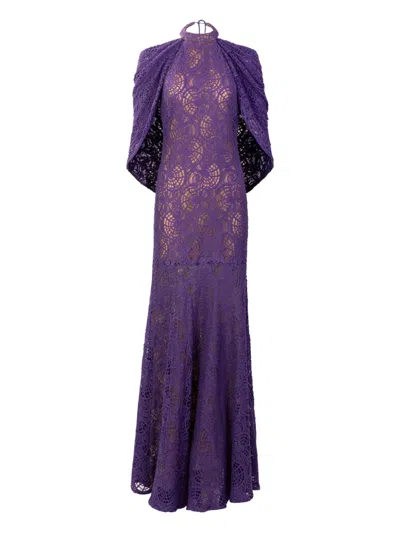 Silvia Tcherassi Salvina Lace Maxi Dress In Purple