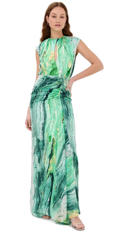 SILVIA TCHERASSI SAMAIRA DRESS GREEN MARBLE