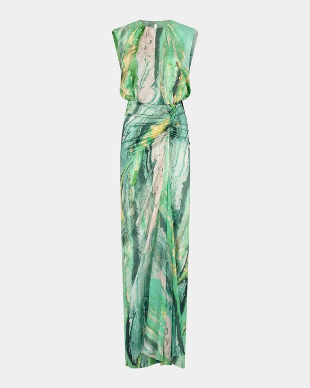 Silvia Tcherassi Samaira Ruched Sleeveless Gown In Green | ModeSens