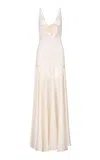 Silvia Tcherassi Sana Flower-detailed Silk-blend Maxi Dress In White