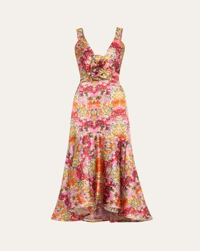 Silvia Tcherassi Saskya Printed High-low Midi Dress In Multclra