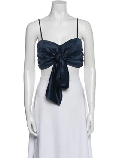 Pre-owned Silvia Tcherassi Satin Square Neckline Crop Top In Purple