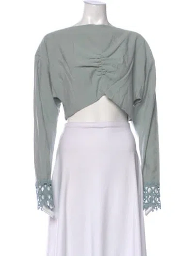 Pre-owned Silvia Tcherassi Scoop Neck Long Sleeve Crop Top In Gray