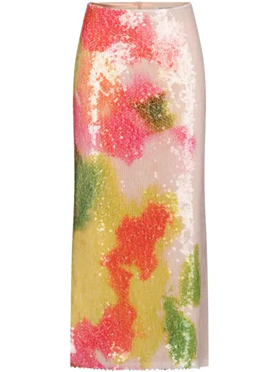 Silvia Tcherassi Sequin-embellished Midi Skirt In Pink