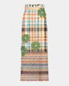 Silvia Tcherassi Shadia Check Lace Midi Skirt In Multi