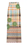 Silvia Tcherassi Shadia Check Lace Midi Skirt In Multi