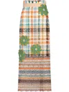 Silvia Tcherassi Shadia Check Lace Midi Skirt In Blue