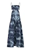 Silvia Tcherassi Shannon Printed Linen Gown In Blue