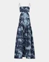 Silvia Tcherassi Shannon Printed Linen Gown In Indigo
