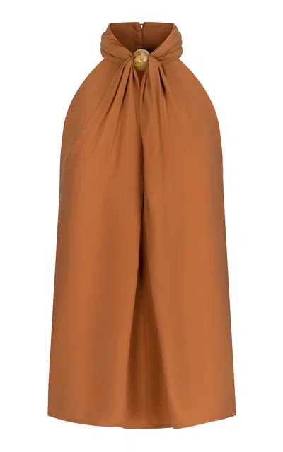 Silvia Tcherassi Shela Gathered Blouse In Tan