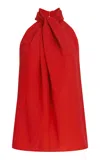 Silvia Tcherassi Shela Twisted Crepe Top In Red