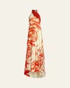Silvia Tcherassi Sherry Abstract Halter Silk Maxi Dress In Multi