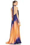 Silvia Tcherassi Tie-dye Sherry Backless Halter Gown In Mediterranean Coral