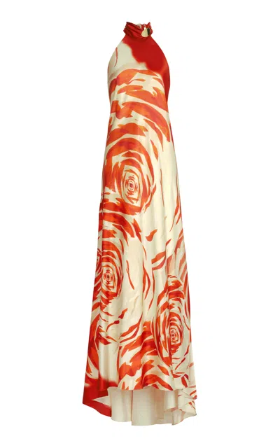 Silvia Tcherassi Sherry Stretch-silk Maxi Dress In Red