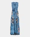 Silvia Tcherassi Shirley Printed Linen Maxi Dress In Acnoflwr