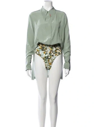 Pre-owned Silvia Tcherassi Silk Floral Print Blouse In Green