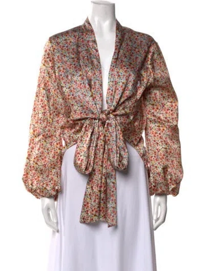 Pre-owned Silvia Tcherassi Silk Floral Print Blouse In Multicolor