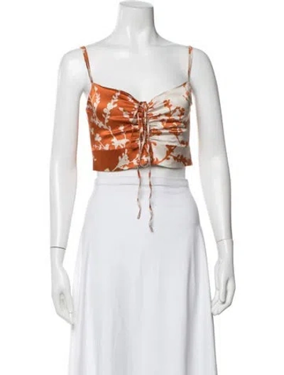 Pre-owned Silvia Tcherassi Silk Floral Print Crop Top In Orange